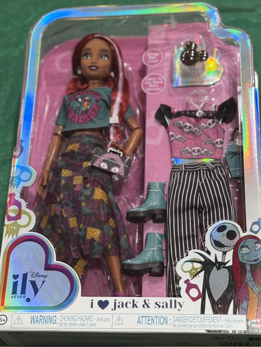 Disney ILY Jack & Sally Doll with Pink, Teal & Black Fashion